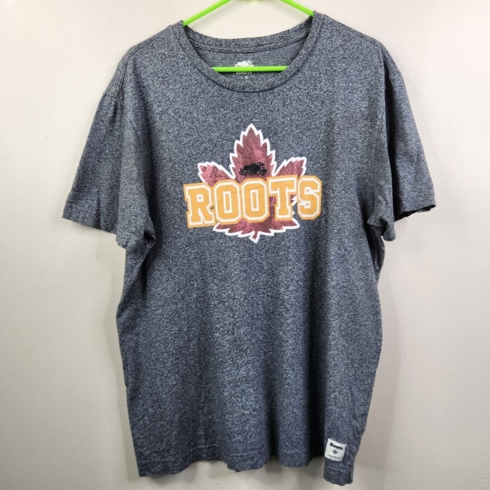 Roots Canada Mens Space Dyed Maple Leaf Short Sleeve Graphic Tee Large